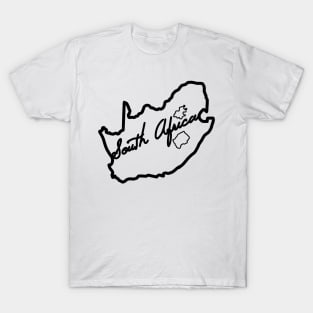 South African Map Line Drawing T-Shirt